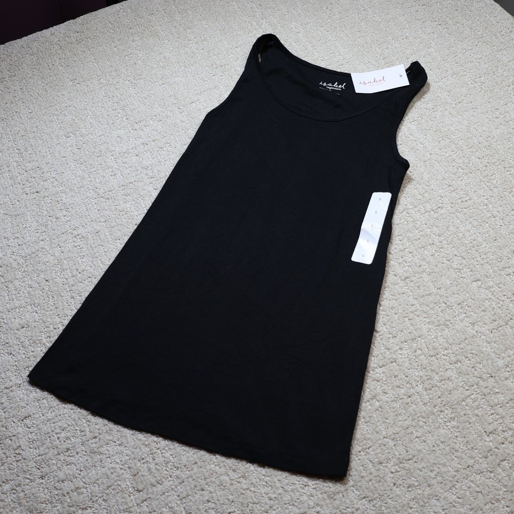 Isabel Maternity by Ingrid & Isabel Black Ribbed Tank Top Large NWT